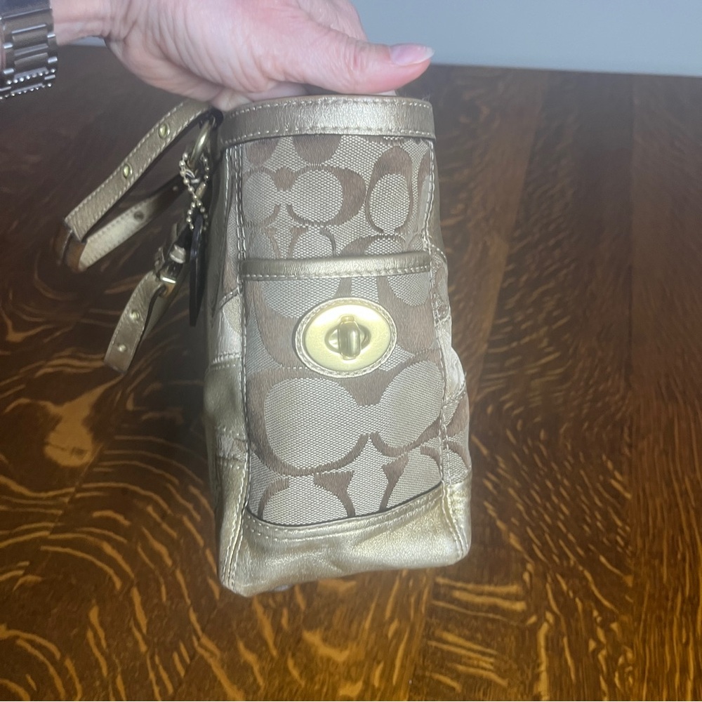 Coach Mosaic Gallery Patchwork Metallic Gold And … - image 3